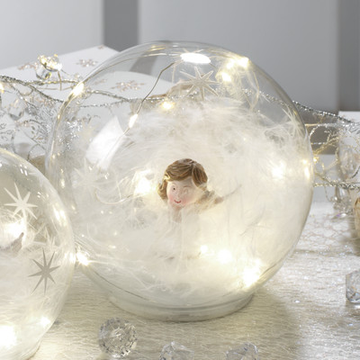 Sphère Décorative Suspendue Mascagni Casa - Boule Verre 10cm Avec Diamants & LEDs