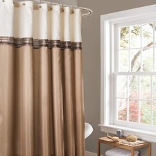 Lush Decor Shower Curtain 72x72 Neutral Beige Ivory Elegant Bathroom