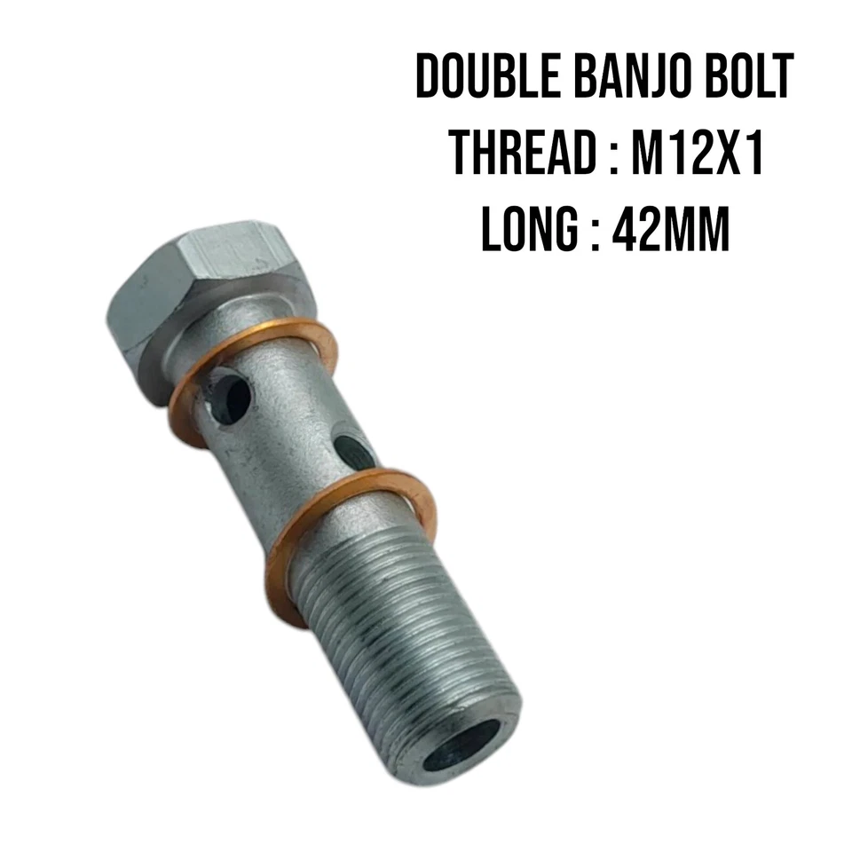 DIYOUTLET M12x1 DOUBLE BANJO BOLT STEEL 42mm LONG