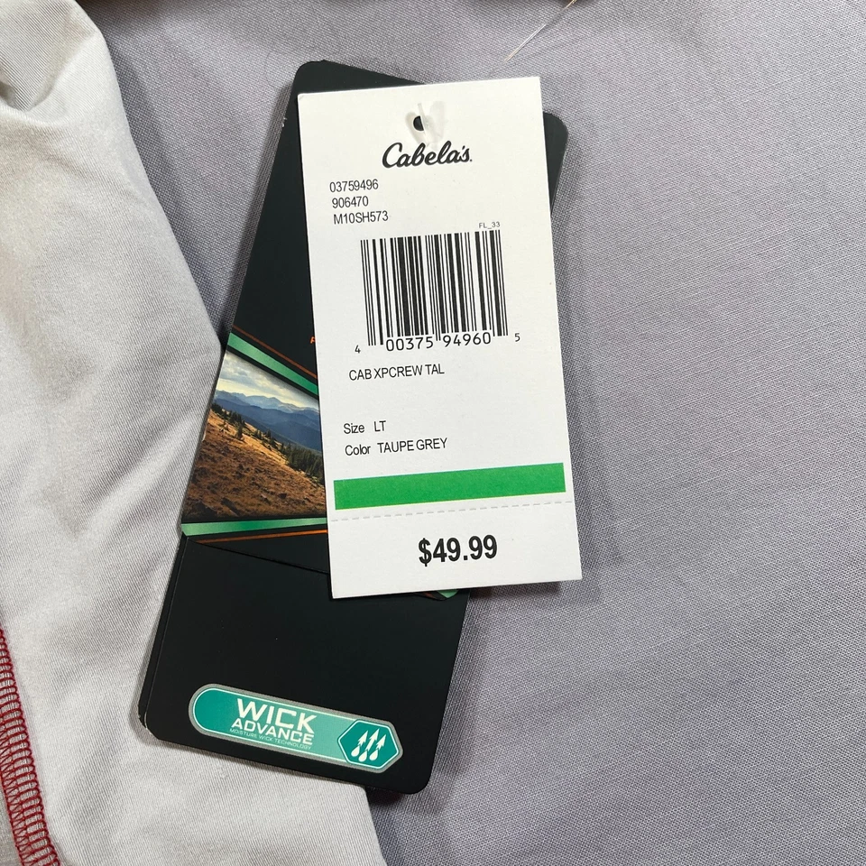 Cabelas XPG Mens LT Taupe Gray Performance Short Sleeve Shirt NEW - Image 3 of 4