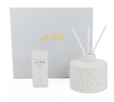 Bomboniera profumatore porcellana decoro cuori con essenza e scatola Matrimonio