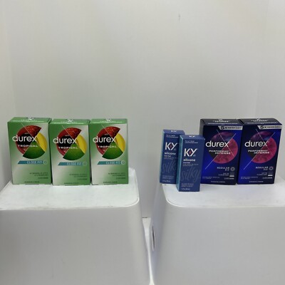BIG LOT OF 7 - Durex Tropical; Durex Close Fit; Bonus KY Lubricant