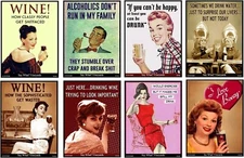 8 RETRO Funny Wine Bottle Labels -Party Favors For Adults 5 Inch X 4 Inch
