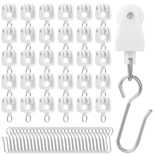 30 Pcs Slide Smoothly Practical Reusable Curtain Rail Gliders Hooks