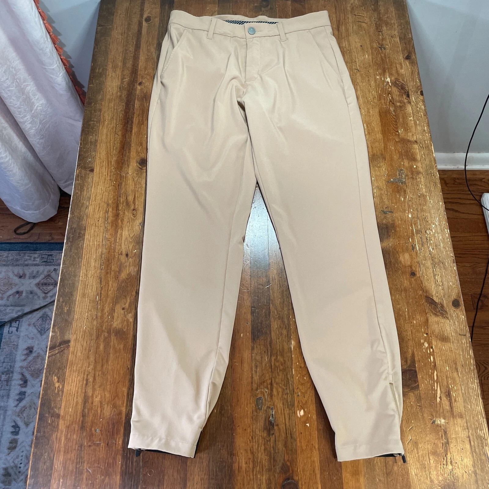 Primo Pants Mens 30 Brown Performance Jogger Chino Golf Tapered