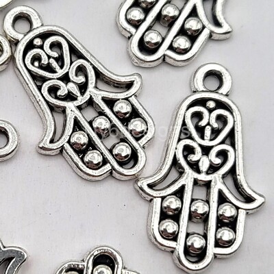 Silver Hand Palm Charm Necklace, Jewelry Findings  23x14mm 8pcs, gift for her