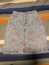 Calvin Klein Flowered Denim Skirt