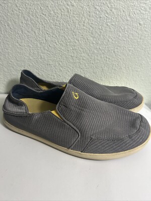 Olukai Nohea Mesh Shoes Mens Grey White Loafers Slip On Sneakers Sz 11 OluKai Nohea Mesh Mens Size 11 Shadow Gray Slip On Loafers  main image 2