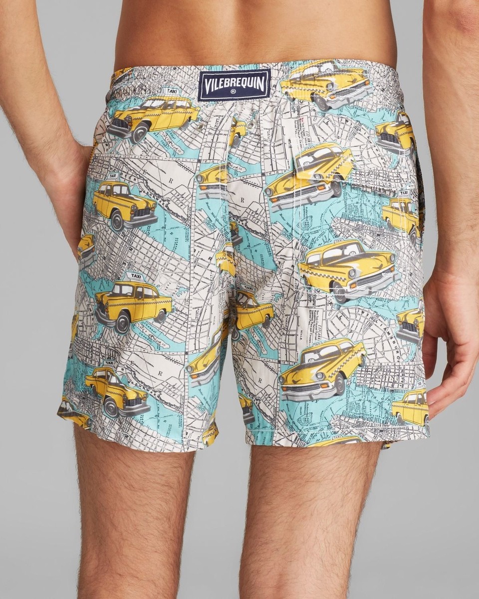 Vilebrequin 'Moorea' NYC Taxi Print Swim Trunks Rare - Gray