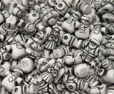 Christmas Holiday Beads Santa Angel Tree Snowman - White 24pc