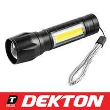 Image of Dekton LED Torch 100 Lumens 100m Flashlight USB Rechargeable With Case