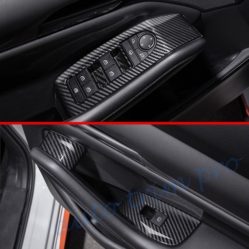 Carbon Fiber Door Armrest Lift Switch Panel Cover Trim For 2019-24 Mazda 3 Axela - Picture 3 of 8