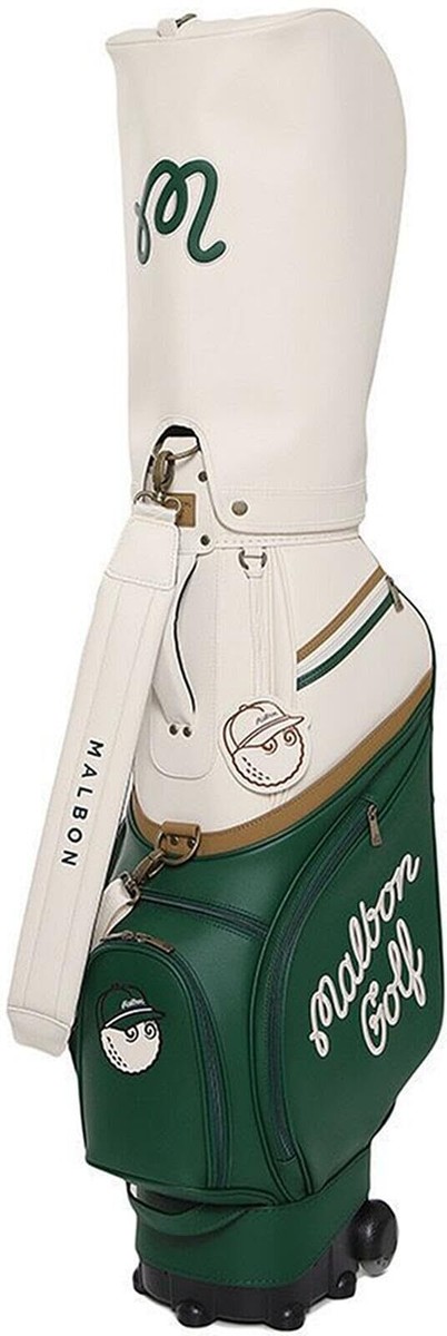 【Malbon Golf】Malbon New Basic Trolley Caddie Bag GREEN malbon golf Trolley Carry Bag Golf bag Green White Brand New