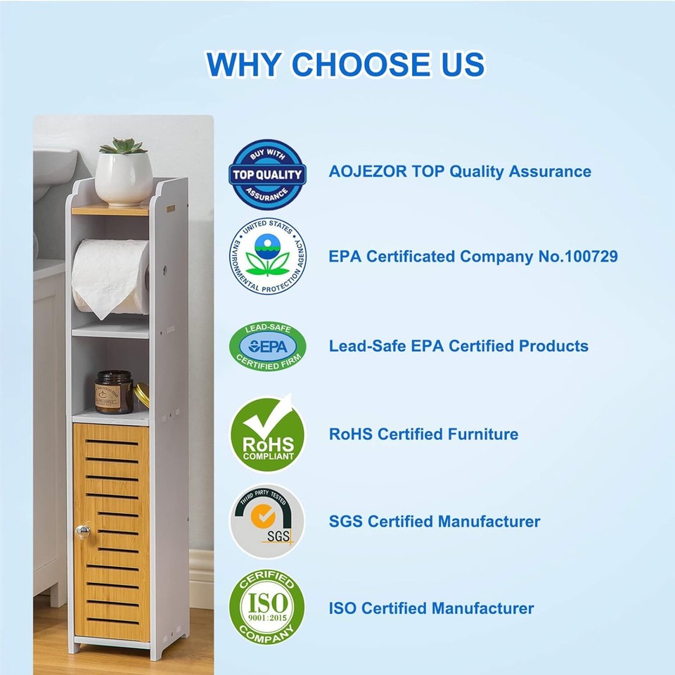 AOJEZOR Small Bathroom Storage Toilet Paper Storage for