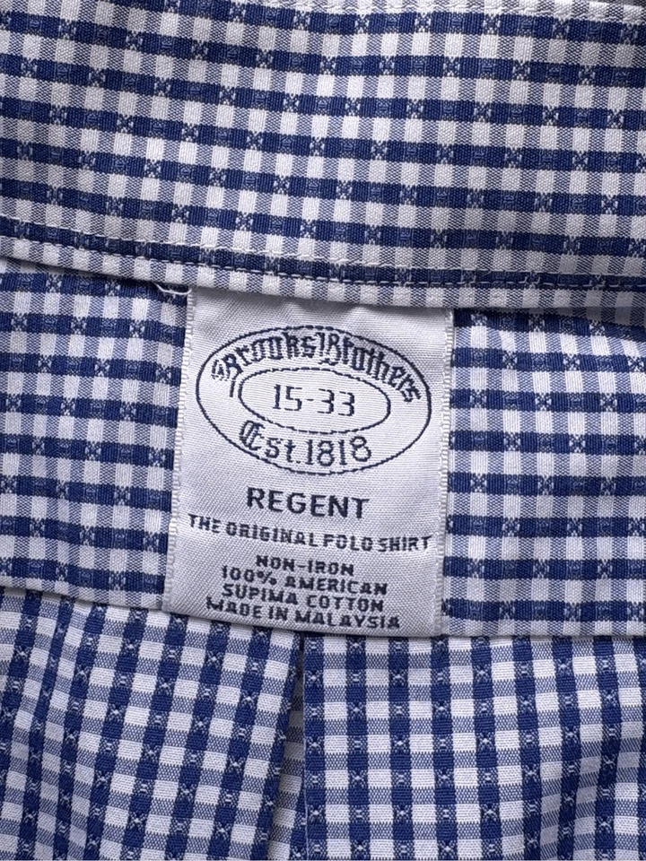 Brooks Brothers Regent No Iron navy and white checked dress shirt - 15/33 - Image 3 of 4