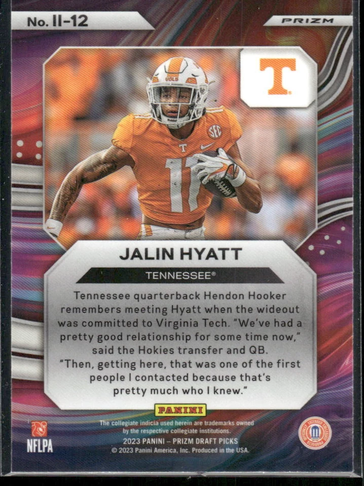 #II-12 Jalin Hyatt 2023 Panini Prizm Draft Picks Instant Impact Red Ice - Image 2 of 2