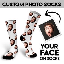 Custom Personalized Photo Pet Dog Face Socks for Men Women Crew Sock Funny Gifts