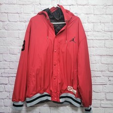 Y2K Michael Jordan Red Warmup Hooded Jacket Adult XL Quilted Lining 23 Snaps