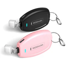 2pcs USB-C Keychain Portable Charger Mini Battery Pack for iPhone 15 16 pro max