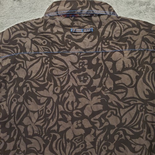 Georg Roth Los Angeles Shirt Mens Large Black Button Cotton Western Floral Sheer - Picture 8 of 21
