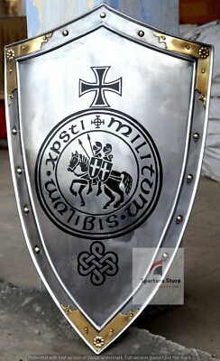 28'' Medieval Shield Steel Warrior Knight Battle Armor Templar Shield HTS04