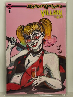 Harley Quinn's Villain of the Year #1 Sketch Cover Wrap by Jamie Warner with COA