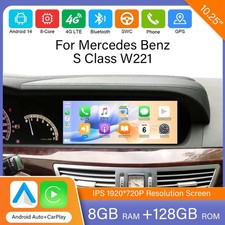 Drahtlos Autoradio 10.25" Android14 Carplay 128G F&uuml;r Mercedes Benz S-Klasse W221