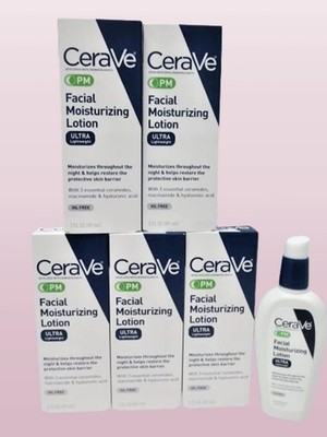 CERAVE PM FACIAL MOISTURIZING LOTION ULTRA LIGHWEIGHT 3 OZ BOXED SET OF 5