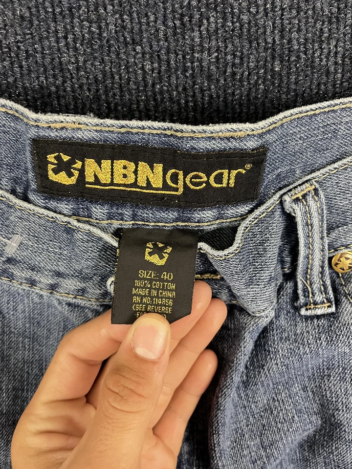 Pantalones Cortos de Denim NBN Gear Para Hombres 40 Azul Calce Relajado Bolsillos Bordados Vaqueros Largos Foto 2 de 4