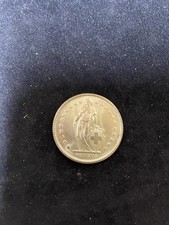 1967 Switzerland/Helvetia 2 Francs Silver Great Condition Coin