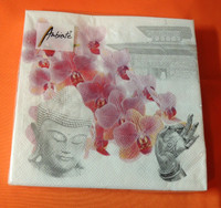 20 Servietten Buddha Orchideen Tempel Hand 1 Packung OVP Ambiente