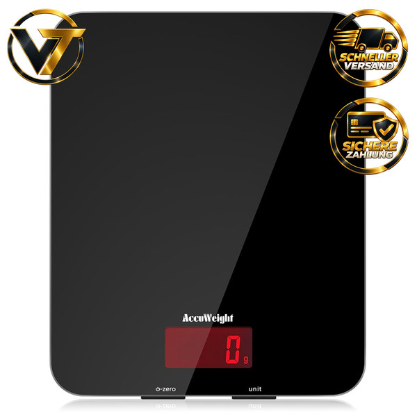 KüChenwaage Digitalwaage 5Kg Hartglas Lcd-Display HochpräZise 1G Tara-Funktion-image