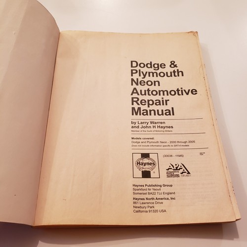 Haynes Dodge and Plymouth Neon 2000-2005 Auto Car Repair Manual 30036 Book - Picture 2 of 7