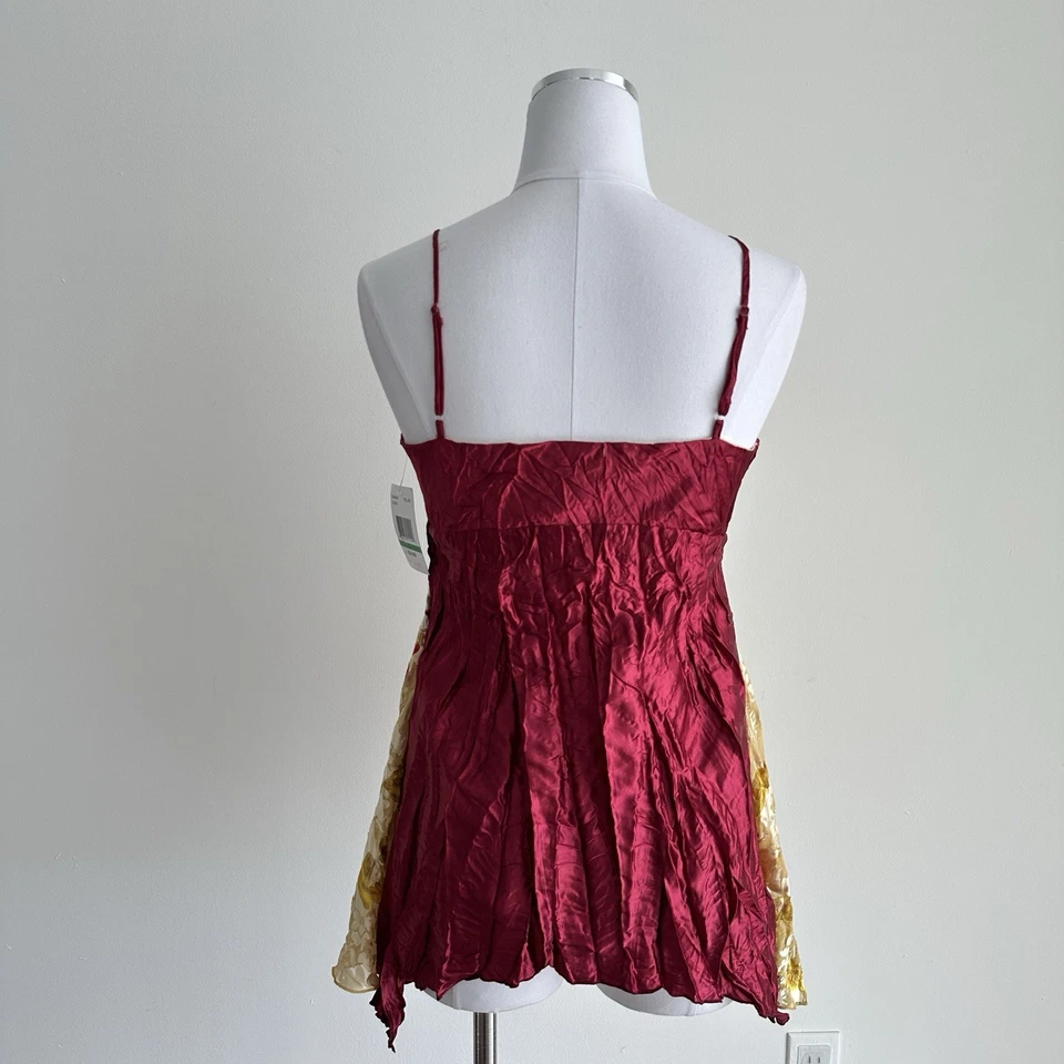 Top Babydoll Cami Sombra de Ojos Y2K Grande Burnout Terciopelo Caprichoso Boho Festival Foto 4 de 4