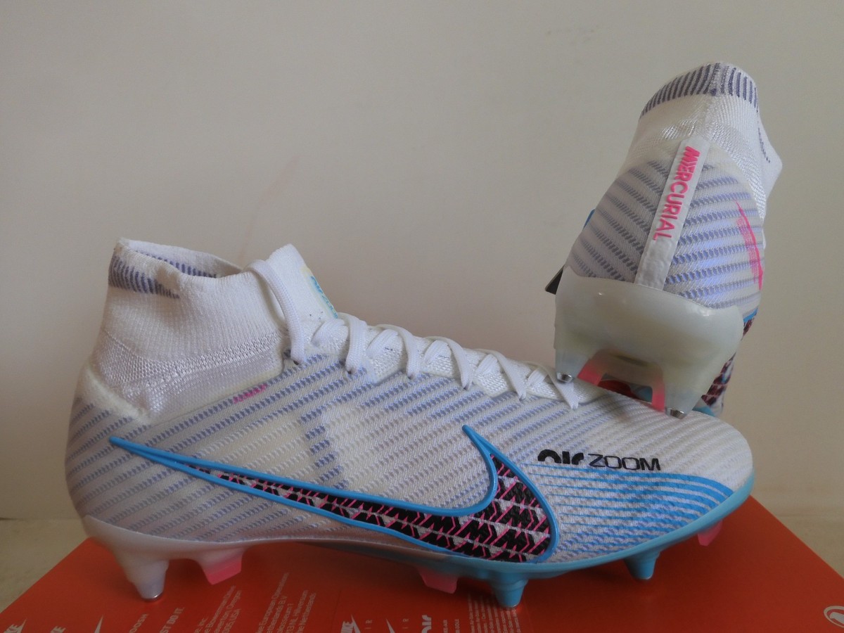 Nike Zoom Mercurial Superfly 9 Elite Sg Pro Ac White-Blue Sz