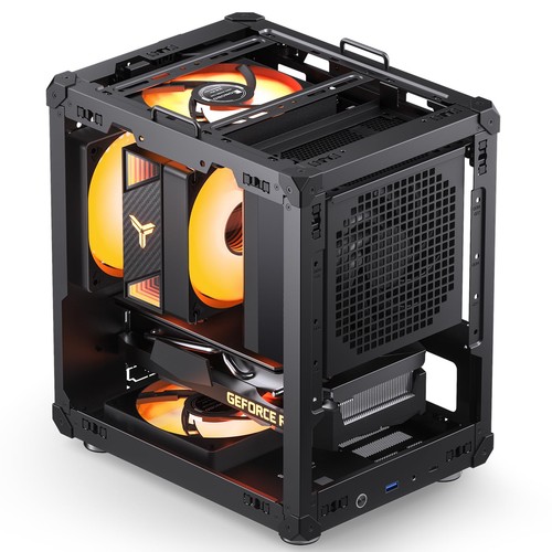 C6-ITX Black Mini ITX Handled Mesh PC Case, Simple Compact Desktop Chassis, S...