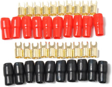 10 Pairs Copper Gold Plated 4 Gauge Strip Spade Terminal Spade Fork Adapters Con