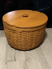 Longaberger Corn Basket 14443 – Handmade with Woodcraft Lid + small basket