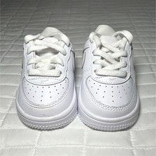 Nike Force 1 White Leather Athletic Sneaker Unisex Baby  Toddler Shoes Size 4C