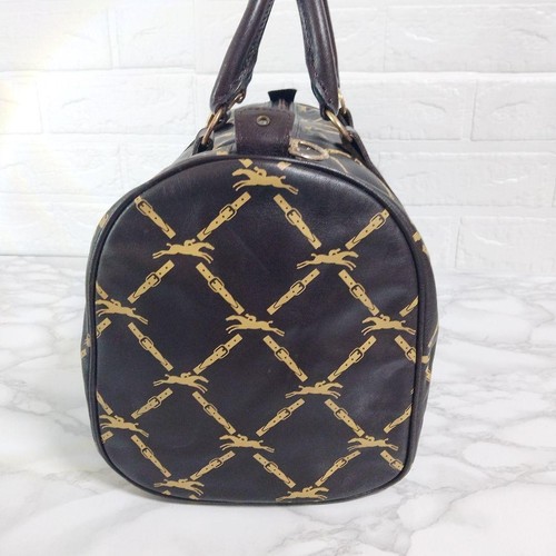 Longchamp Boston bag allover horse logo pattern brown. women From Japan - Picture 5 of 24