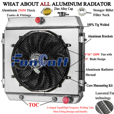 4-Row Radiator&Shroud Fan FIT Chevy Bel Air/Nomad/Del Ray/150 210 3.8L 1955-1957