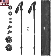 Lightweight Carbon Fiber Hiking Poles Quick Lock Adjustable Comfortable Grip Acc