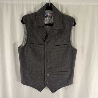 Schaefer Outfitter Vest Men's Medium Grey Button Up Wool Blend Collared Pockets