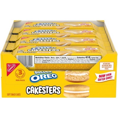 OREO Golden Cakesters Soft Snack Cakes, 8-3.03 oz 3.03 Ounce (Pack of 8)