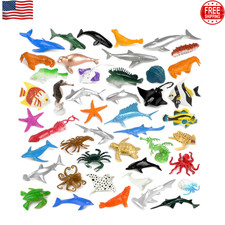 46 Pack Mini Ocean Sea Animals Toys, Assorted Vinyl Plastic Ocean Animal Figures