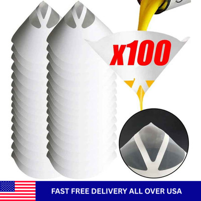 100pcs Paint Filter Funnel 100 Micron Disposable Spray Strainers - NEW