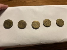 (5) Brass Plated PGA Tour Partners Club Life Member Golf Ball Markers