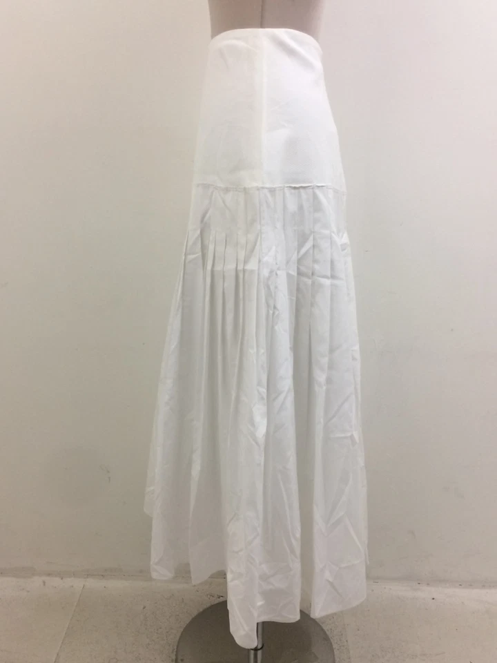 Falda para mujer Jaeger talla 14 blanca plisada mezcla de tela cremallera línea A midi nueva F1 Foto 3 de 4