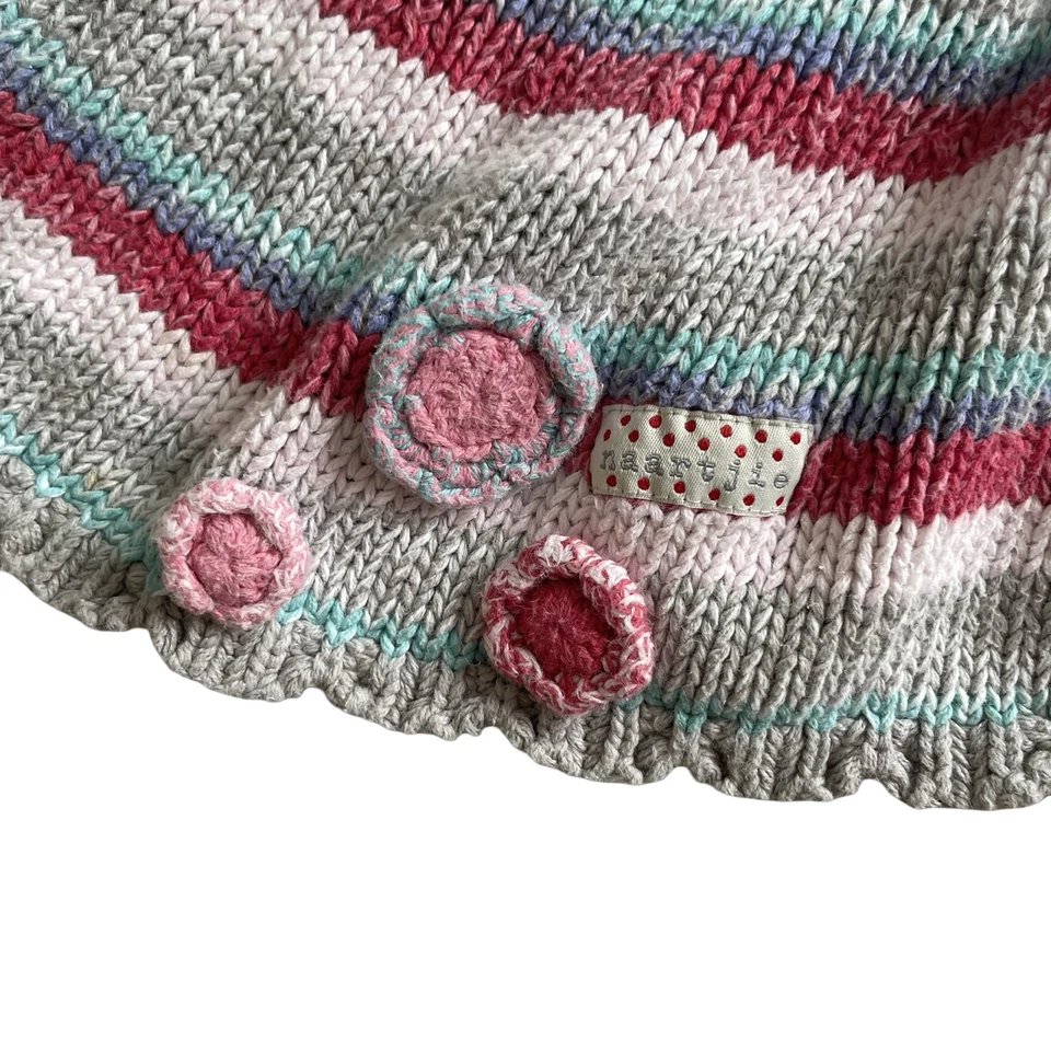 CAPA SUÉTER Naartjie Tejido Hombro Capelet Encogerse de hombros Rayas Gris Rojo Niñas 3-5 Foto 2 de 4