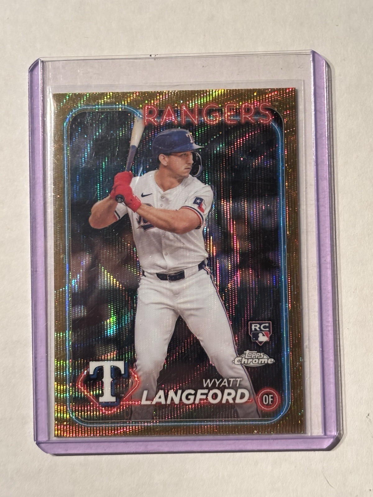 2024 Topps Chrome - Wyatt Langford #122 Gold Wave Refractor /50 (RC)